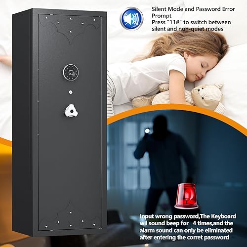 Miniatura 6 de KAER Nuevo 2024 Caja fuerte para armas 10-12, caja fuerte grande para rifle y pistola casera, gabinete de armas, seguro para rifles y escopetas,