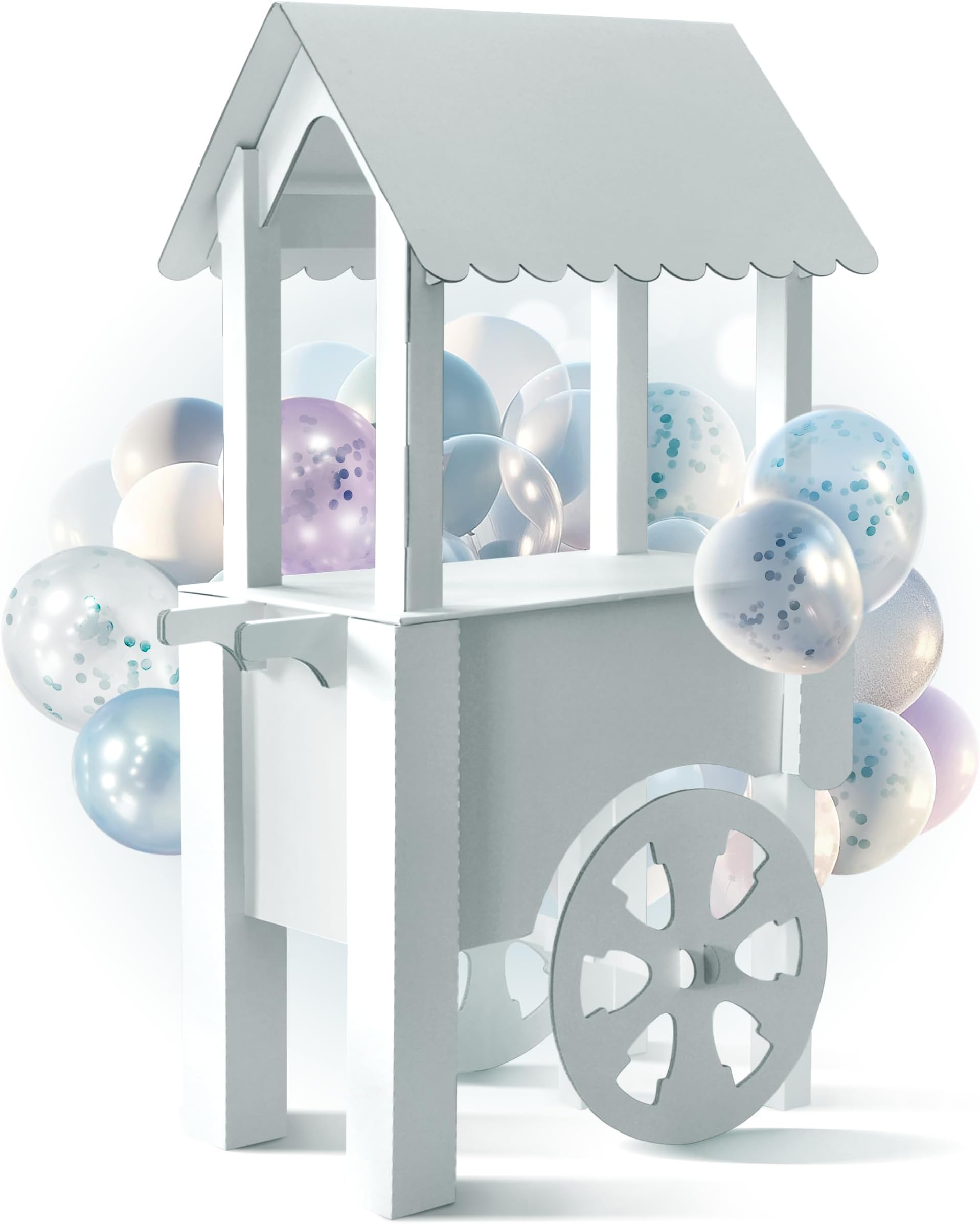 Cardboard Candy Cart for Parties - Dessert Display on Wheels - Party Decoration for Birthdays, Weddings, Baby Showers, and Bridal Parties