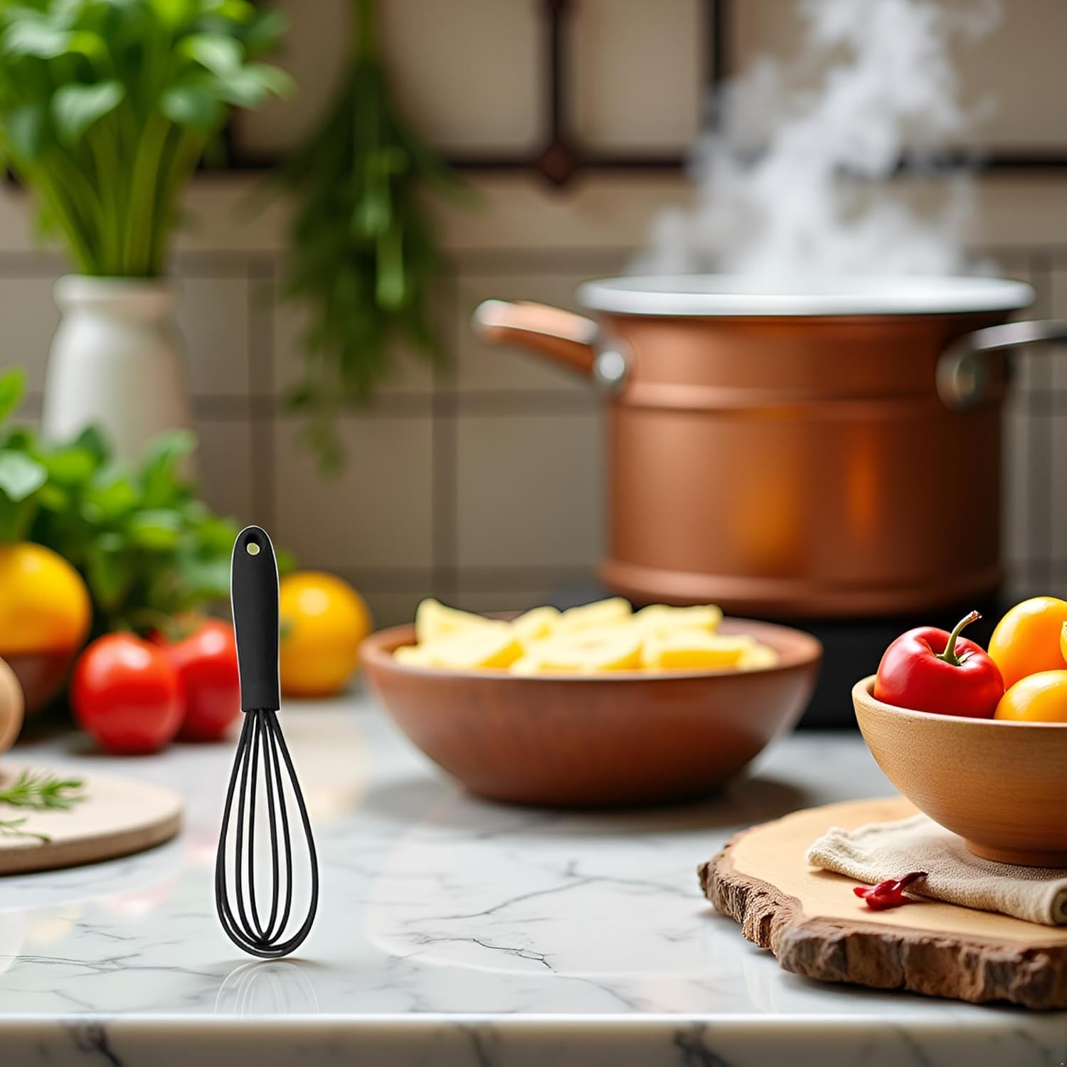 1Pc Black Mini Silicone Whisks,Non-Stick Whisks,Milk and Egg Beater Blender,Hand Egg Mixer,Kitchen for Cooking, Baking, Mixing,Stirring,Cooking Utensils,Kitchen Dining (6.7inch) - Image 2