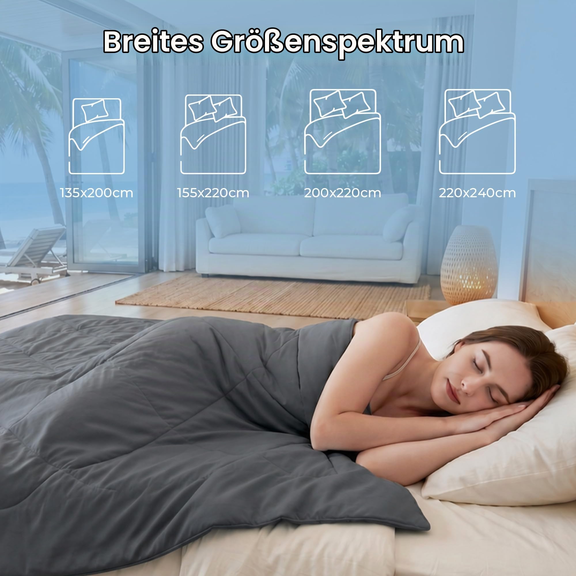 Deodar Kühldecke Sommerdecke 2-in-1 Doppelseitig Leichte Kühldecke mit Kühleffekt Selbstkühlende Decke zum Schlafen Schlafdecke Sofadecke Reisedecke Dunkelgrau + Hellgrau 155x220