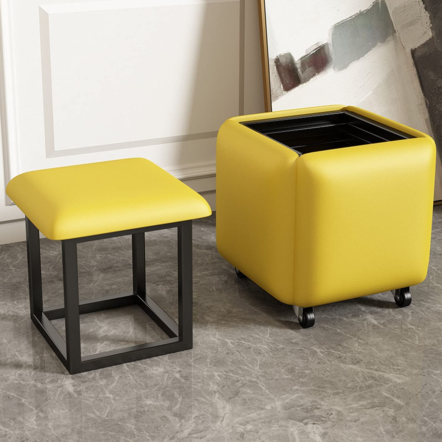 Tabouret de vanité 5 en 1 en similicuir pour salon et coiffeuse