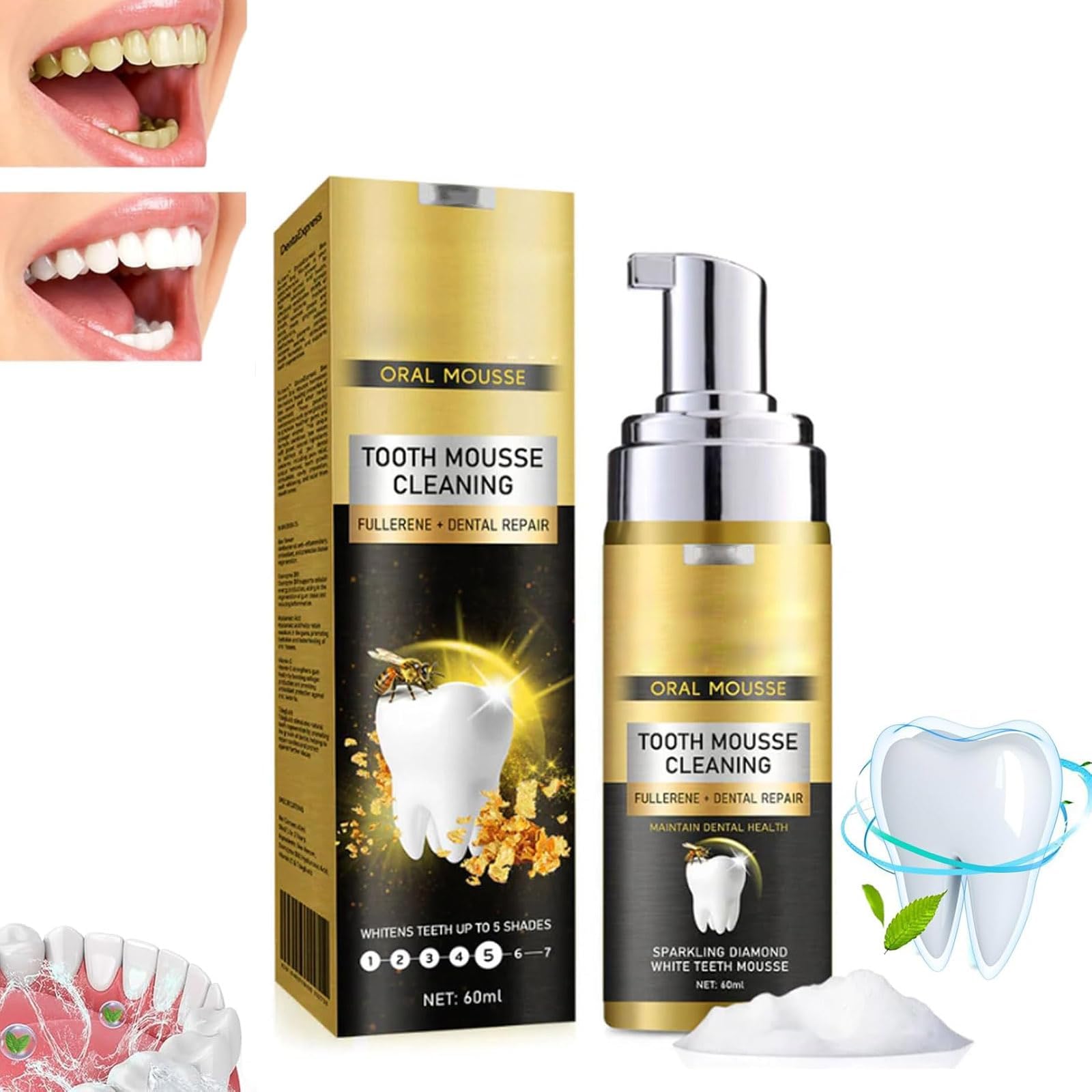 KASTWAVE Natural Herbal Teeth Whitening Foam - Deep Clean & Refresh Breath - Gentle Brightening & Repair Toothpaste - Ideal Oral Care for Sensitive Teeth