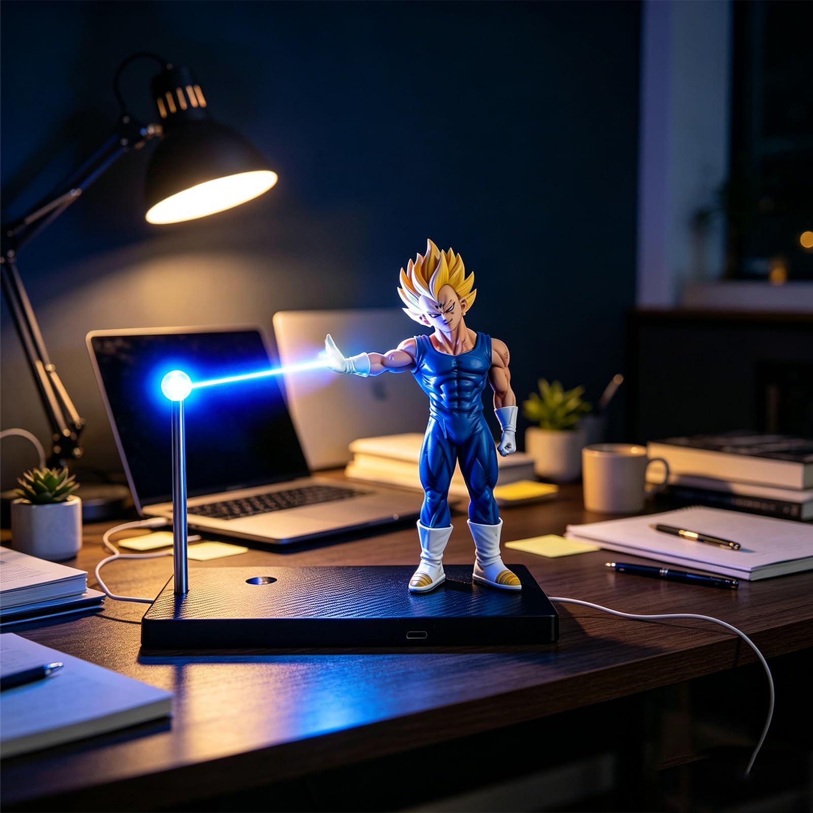 Dragon Ball Magnetisch Nachtlicht,Super Saiyan Son Goku Nachtlicht,Dragon Ball Z Actionfigur Lampe,3D LED Illusion Lampe,décoration de chambre pour fan Goku (stil-2)