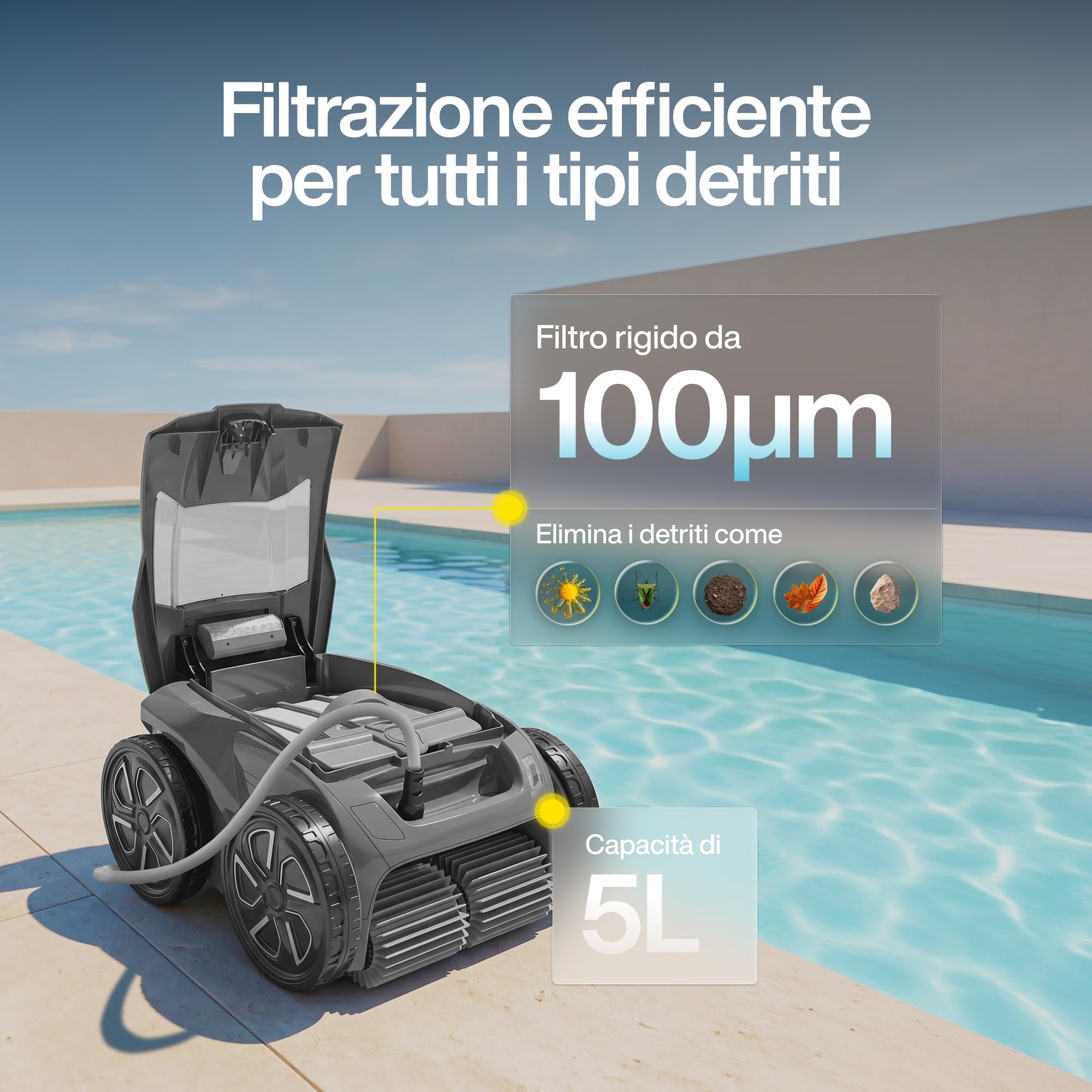 Zodiac Alpha 6400. Robot Pulitore di Fondo con Cavo. App. Piscine fino a 72 m²