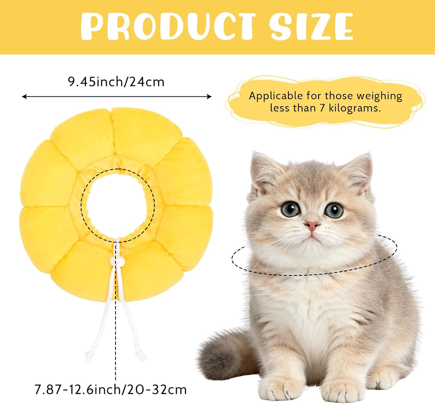 Soft Dog Cone Alternative Elizabethan Collar Anti-Bite Lick Cat Cone | Comfortable, Adjustable Size, Doesn't Obstruct View, Easy to Clean, for Dogs Cats Recovery