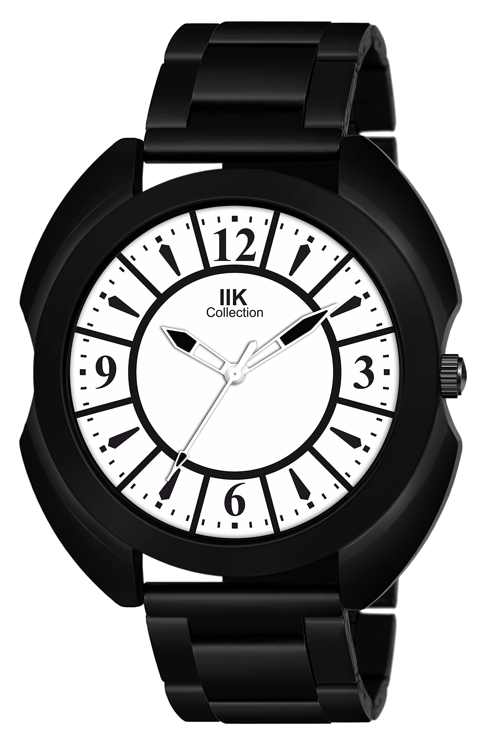 IIK COLLECTION Round Block Design Dial Metalic Bracelet Chain Strap Analogue Wrist Watch for Men and Boys (B09VSXSC21) Amazon Price History, Amazon Price Tracker