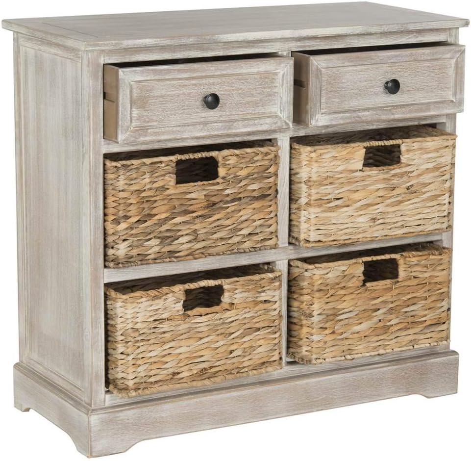 SAFAVIEH Herman Wood Storage Cabinet, 27.5" Farmhouse White Washed AMH5702G