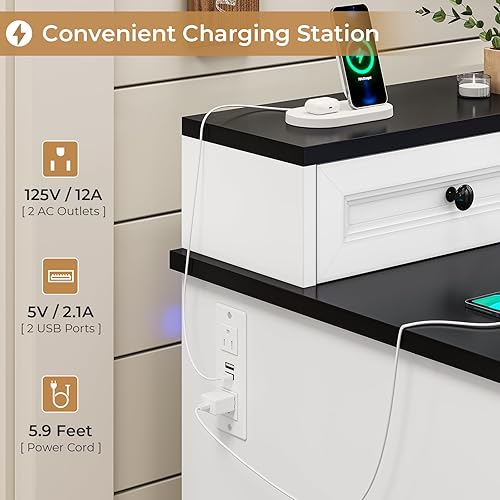 Miniatura 3 de BTHFST Escritorio ejecutivo con cajón de archivos, escritorio para computadora con soporte para monitor, escritorio de oficina en casa con cajones y