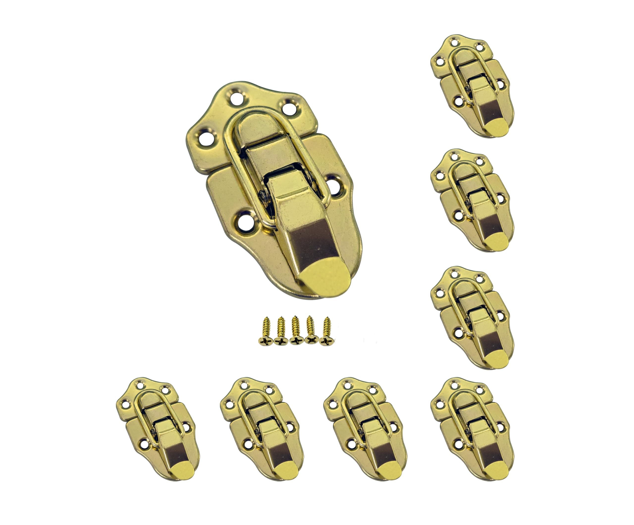 QCAA Toggle Hasp Latch for Small Metal Box, 38mm x 70mm, Brass, Made in Taiwan, 8 Pack