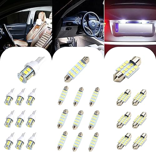 Crynod Juego de 20 luces LED para automóvil, T10 de 1.220 in, 1.654 in, 6000 K, luz de lectura de techo de alto brillo, 500 lm de ancho, luz de