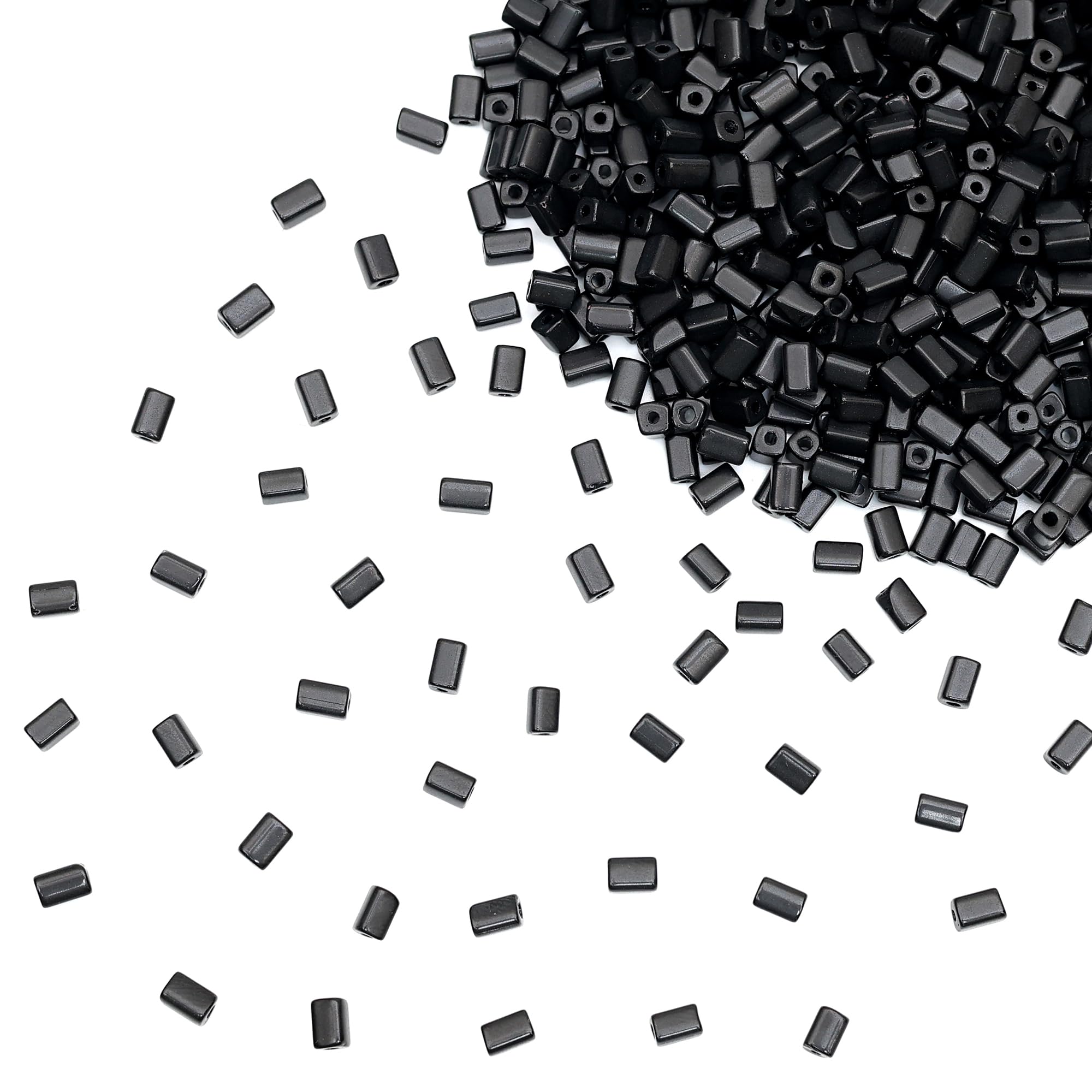 Embroiderymaterial Tube Beads for Craft and Jewellery Making, Black Color, 1240 Beads(Approx)-image-28
