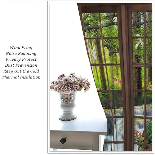 Miniatura 5 de YCness Cortinas de bosque, diseño floral de paisaje, decoración del hogar, sala de estar, dormitorio, decoración del hogar, selva, animal, alce,