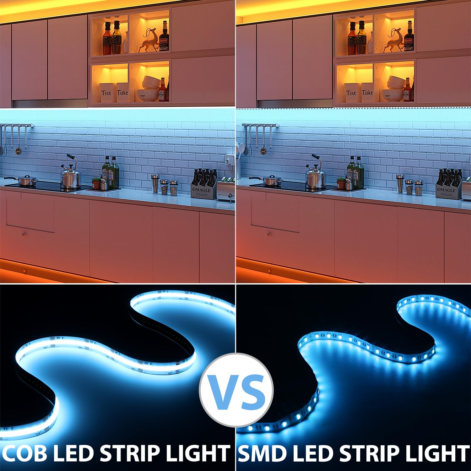 Arotelicht COB LED Streifen RGB+WW/CW 5M 24V, RGB CCT LED Strip Kit 840LEDs/M, 6pin dimmbar Lichterkette mit WIFI Controller und Netzteil Multicolor IP20 für Küche Home DIY Dekoration