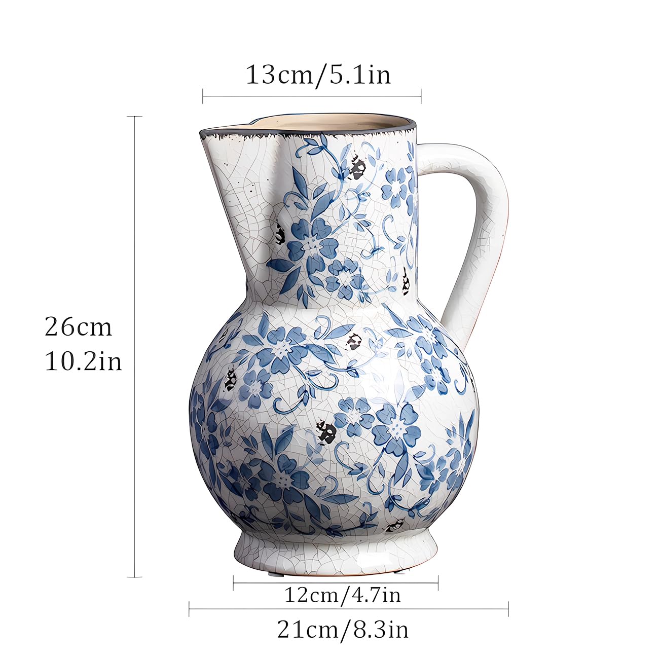 青と白の陶器ピッチャー型花器 Amazon.co.jp: XIUWOUG ヴィンテージ ブルーとホワイト 花瓶