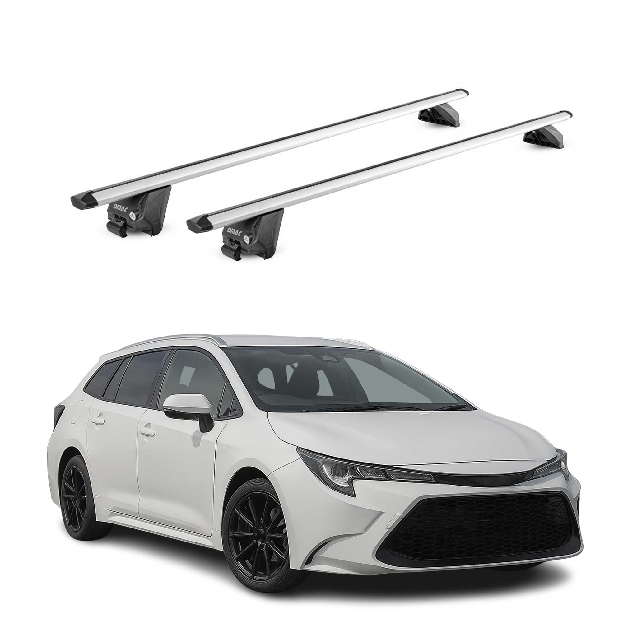 OMAC Barras de Techo Aluminio TÜV geprüft para Suzuki Swace 2020-2026 – para Barras Integradas – T Nut – MAX 100 kg – 2 Schlösser Plata