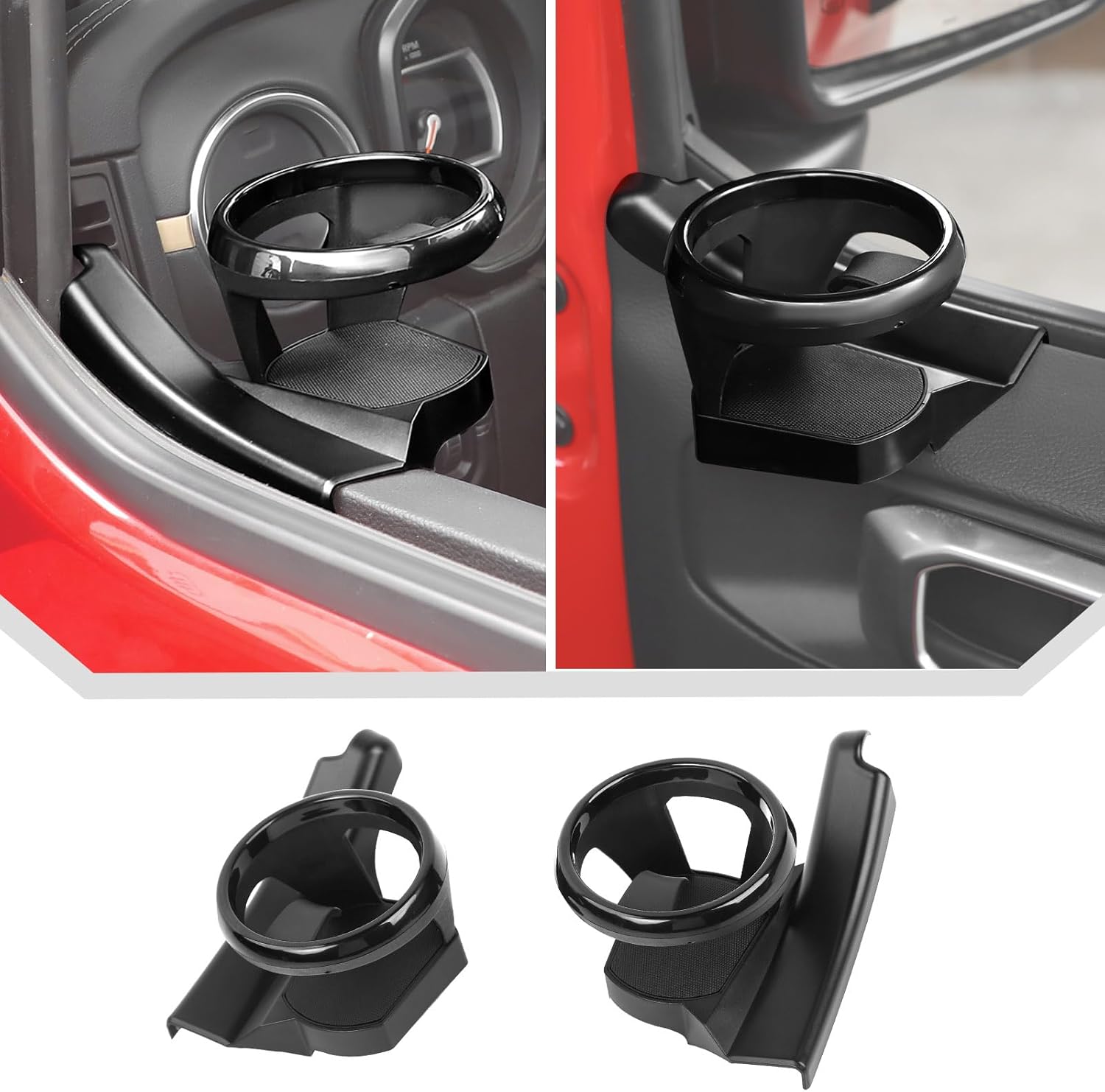 JeCar Front Door Cup Holder Fit for 2018-2025 Jeep Wrangler JL JLU & Gladiator JT (Driver & Passenger Side), 1Pair