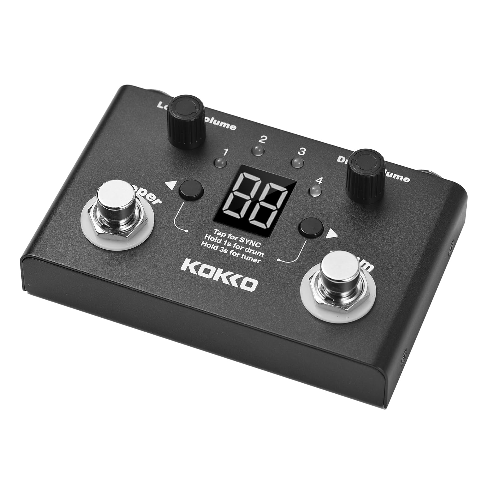 Domary Pedale Drum Looper con 30 Tipi di Batteria, 4 Slot Loop, Registrazione 11 Minuti, Girapagina BT, Accordatore per Tastiera Chitarra Basso