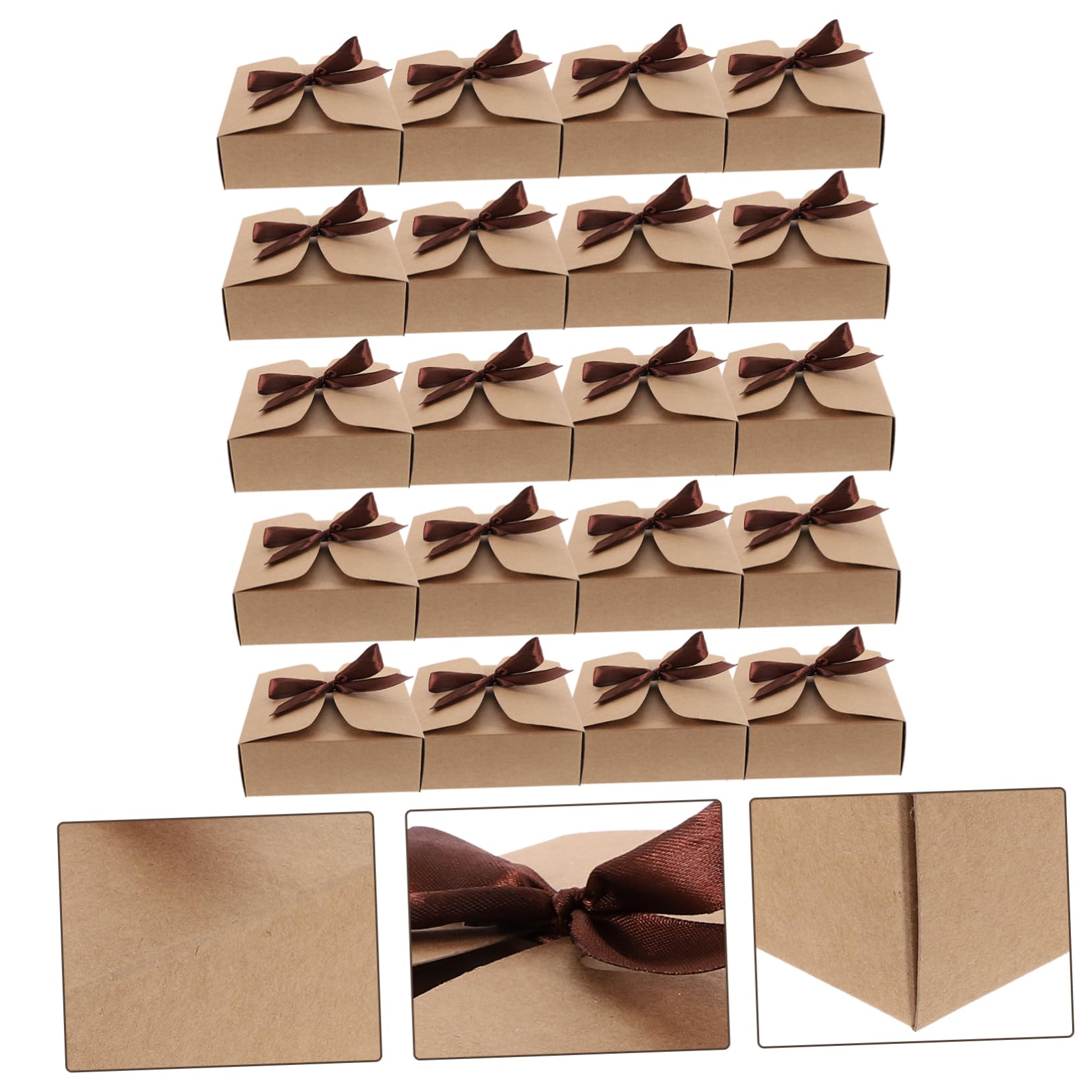 Mobestech Scatole Multifunzionali in Carta Kraft 20 Pezzi 14x14x5 Cm, Scatole Portatili per Imballaggio Regalo e Bomboniere, Contenitori Decorativi per Matrimoni, Proposte Damigelle