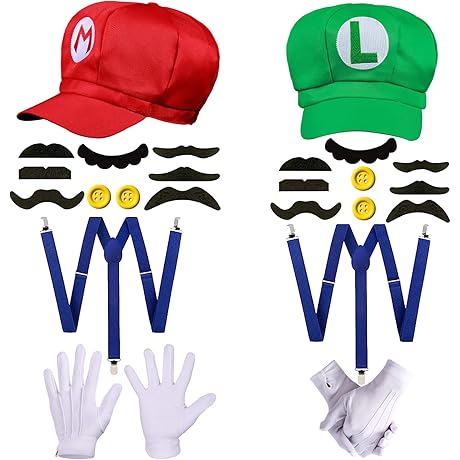 Super Bros Mario Luigi Hat Costume for Unisex Adults Kids