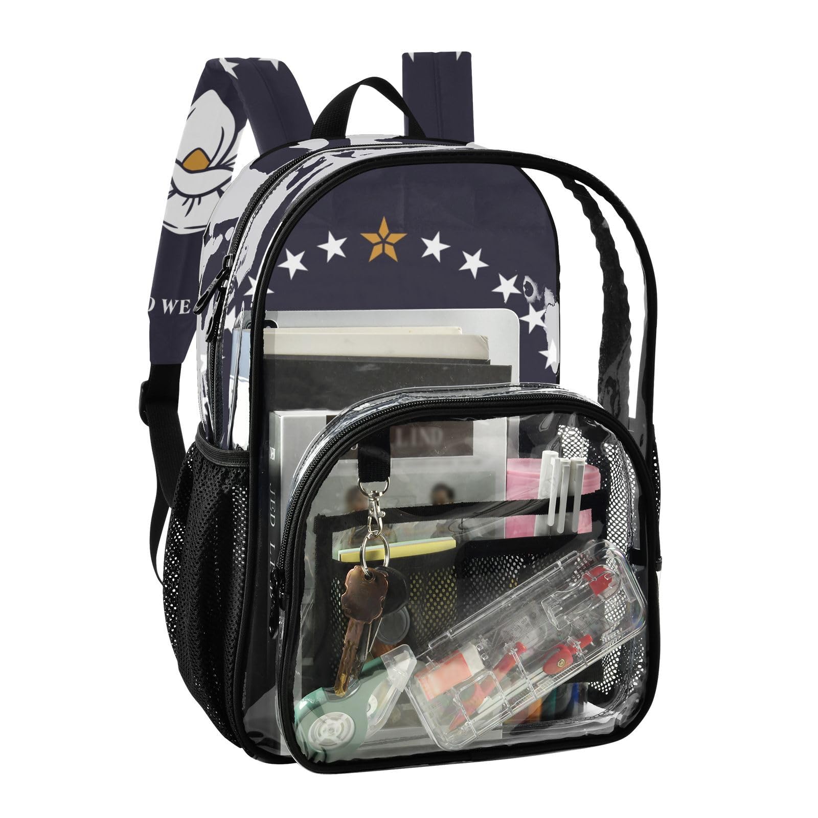 Aflyko Patriot PVC Backpack Mississippi Flag Transparent Bag Stadium Approved Daypack for Live House Concert Sport Game Festival Event Traveling