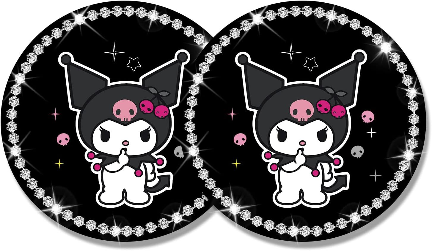 2Pcs Bling Car Cup Coaster, 2.75 Inch Cute Universal Silicone Non-Slip Cup Holders Coaster, Funny Car Decor Car Interior Accessories for Women Men