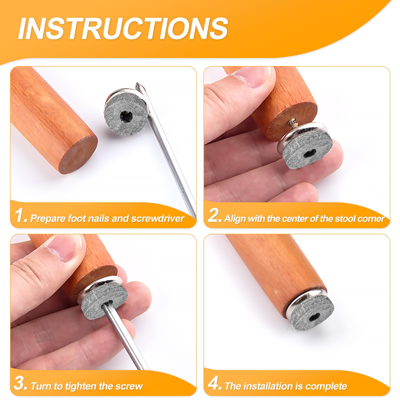 Feltrini Per Sedie Con Vite - 50 Pezzi Tondi 22mm, Grigio, Antiscivolo - Foto 10