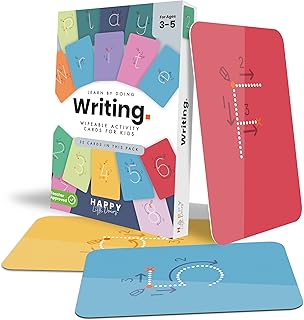 Wipeable Writing Activity Flashcards - 3 to 6 years. Upper & lower case letters & numbers. Create & practise simple words. Perfect for learning to write. Teacher Approved for STEM Learning