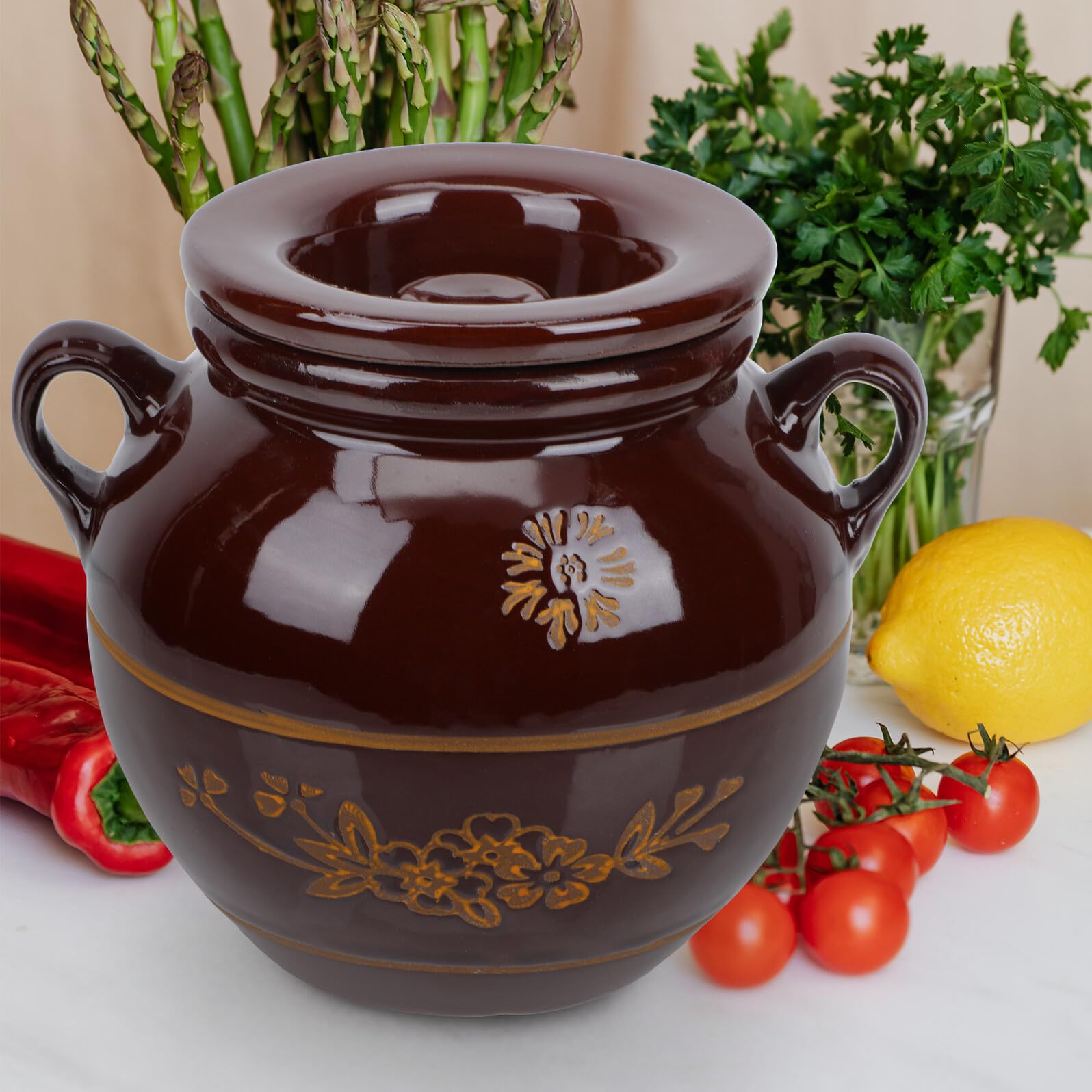 BESPORTBLE Keramik Vorratsdose 2kg Braun mit Deckel Hochtemperaturbeständig und Praktischer Verschluss für Restaurant und Haushalt