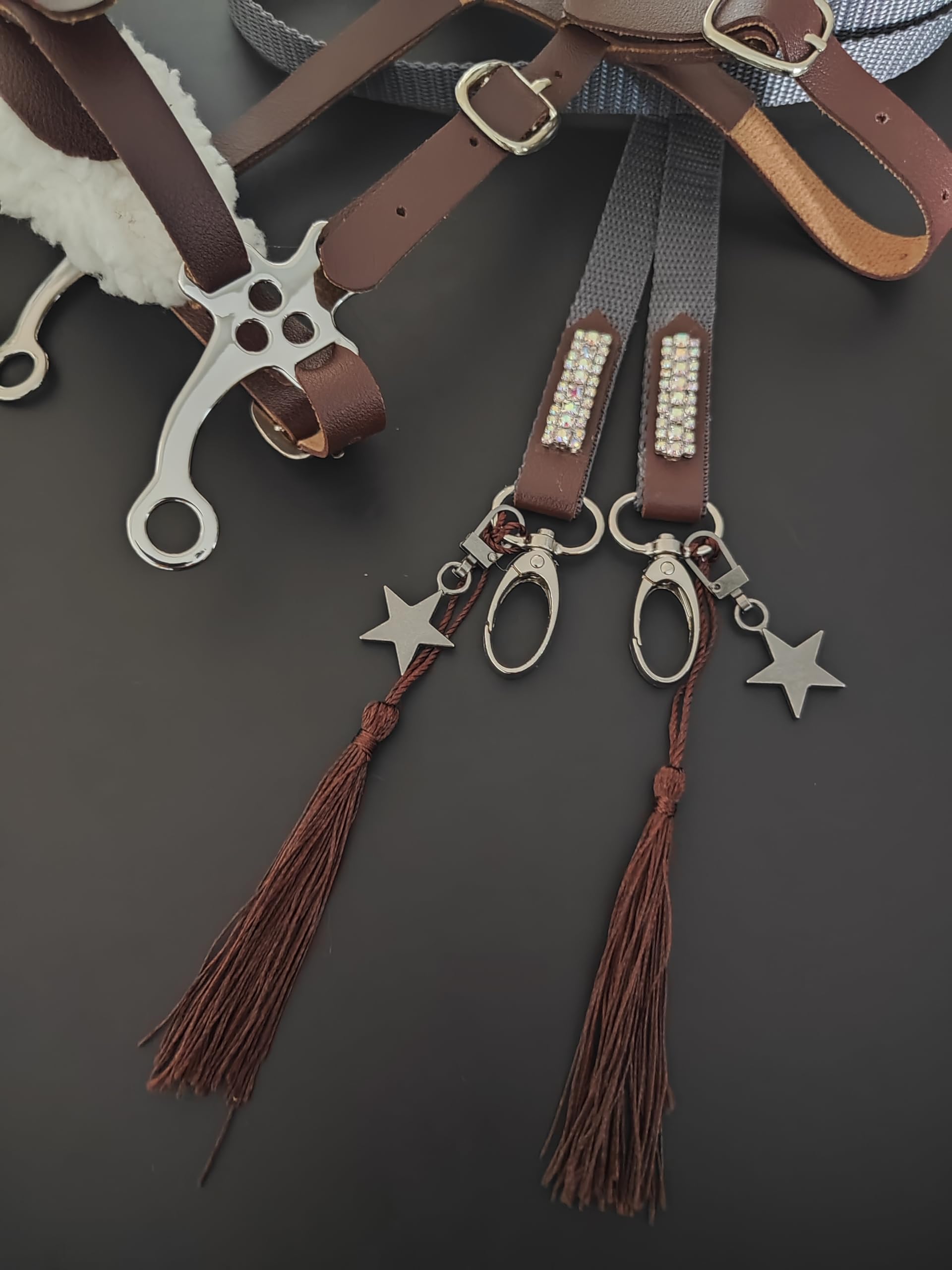 Bride de Hobby Horse Hakamore avec rênes et Doublure en Fourrure, Accessoires pour Cheval Jouet, Mors de Jouet, Mors pour hobbyhorsing, sans Cheval