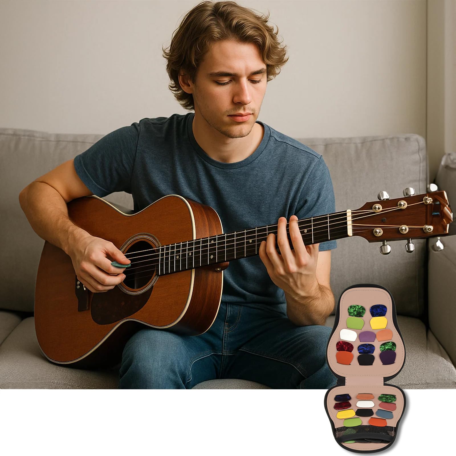 Gitarrenplektren-Halter für 24+ Packungen, Auswahl an Zubehör, Aufbewahrungstasche für Rotopata/Jim Dunlop/für Picko-Plektren für Akustik-, E-Gitarren, Bass-Ukulele (nur Box)