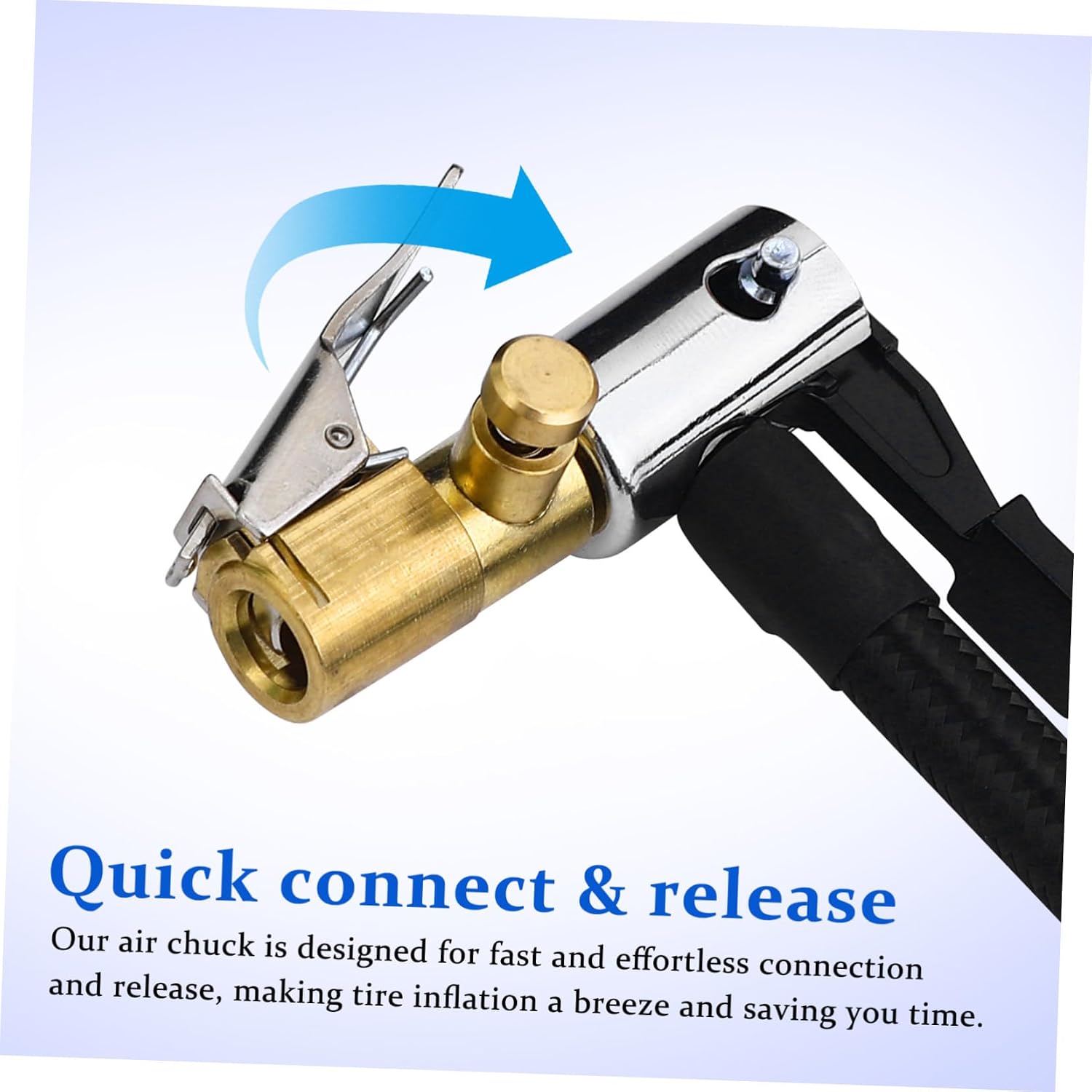 2pcs Quick Connect Locking Air Chuck Tire Inflator Accessory with Release Button Air Compressor Adapter for Cars Motorbikes Bikes Secure Seal Leak-Resistant Easy Operation