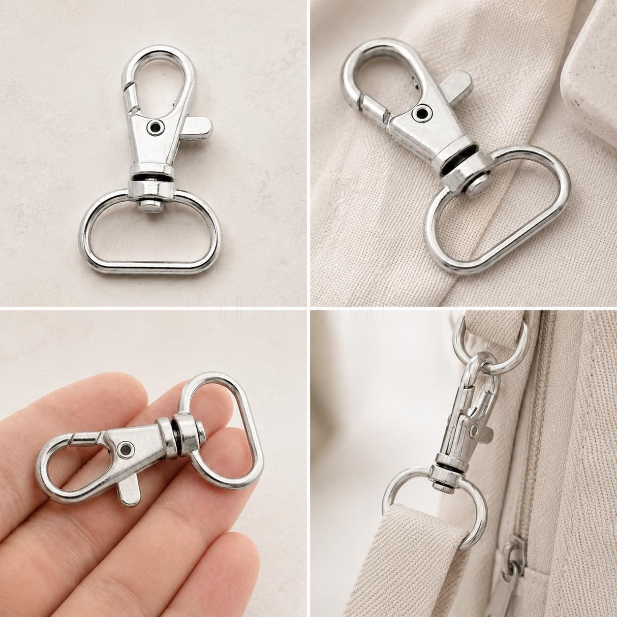 CRAFTMEMORE Swivel Snap Hooks, 20 PCS Metal Clasps for Purse Making, Lanyards and Keychains CSPS (Silver, 3/4 Inch)