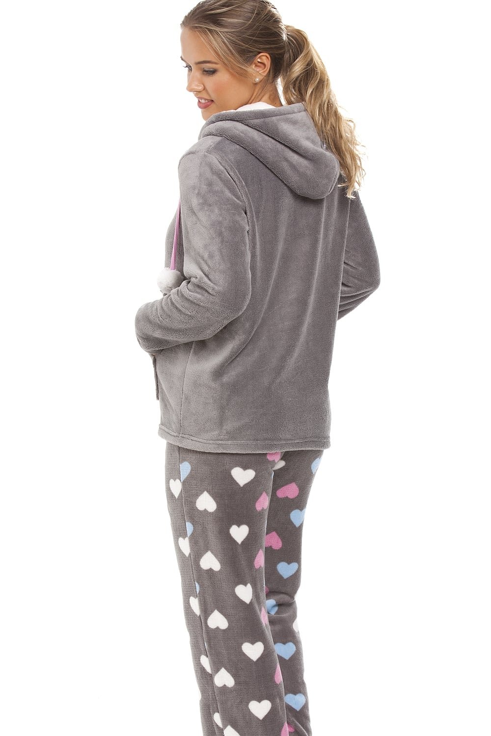 Camille Womens 2-Piece Hooded Super Soft Pyjama Set | Warm, Thick Fleece Full Length PJ Set, Top & Bottoms | Long Sleeves, Front Pocket & Elastic Waist | Loungewear for Women