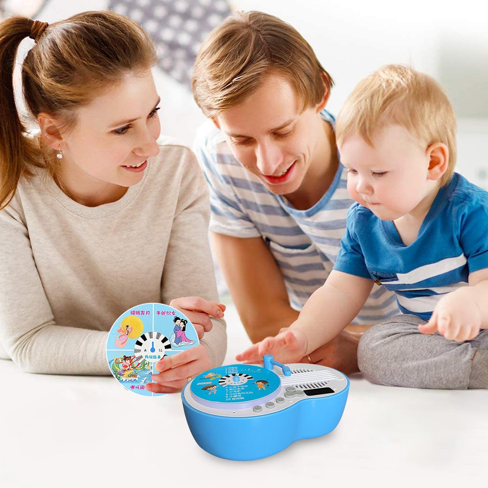 Tocadiscos De - Reproductor Cuentos Musicales para Niños Pequeños,Historias Canciones Fonógrafo - Sensorial con 84 Tarjetas para Educación Infantil Temprana.