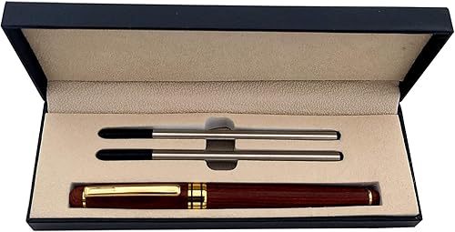 Miniatura 7 de Acoud Bolígrafo Redwood de alta calidad, bolígrafo de madera con dos recambios reemplazables, bonito regalo para socios de negocios, colegas y
