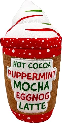 Huxley & Kent para perros Latte My Way (grande) Juguete de peluche para perros de Navidad con chirriador Regalo divertido para perros Divertido,