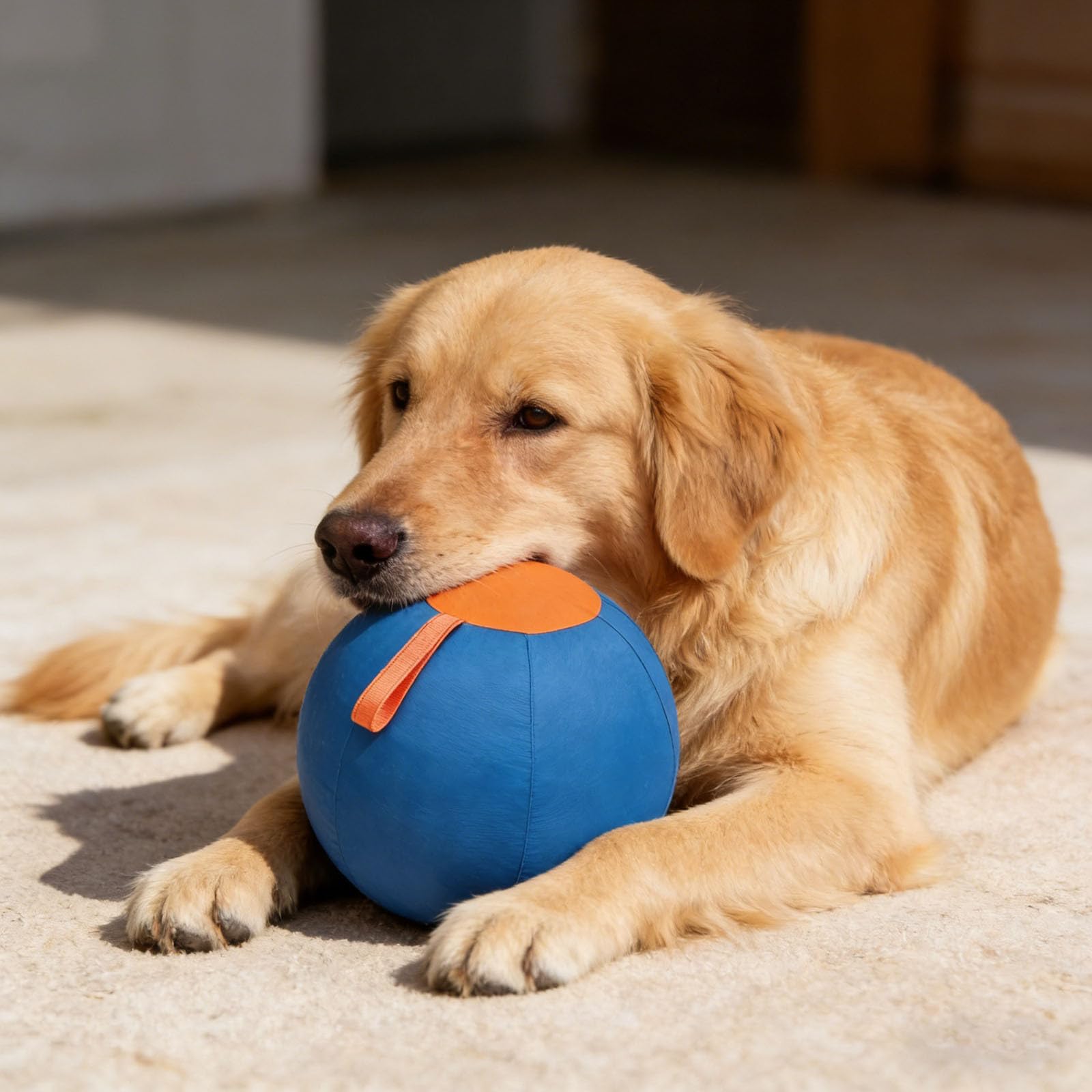 Jouet gonflable pour chien avec housse de poignée, jeu d'entraînement pour l'intérieur et l'extérieur (bleu, C)