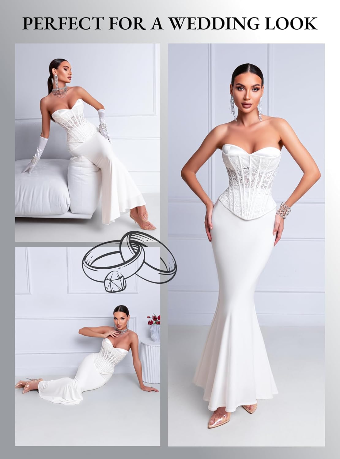 Overbust Corset Top for Women - 15 Steel Boned Lace Up Bustier Perfect Corset for Bridal Wedding or Cosplay - Image 6