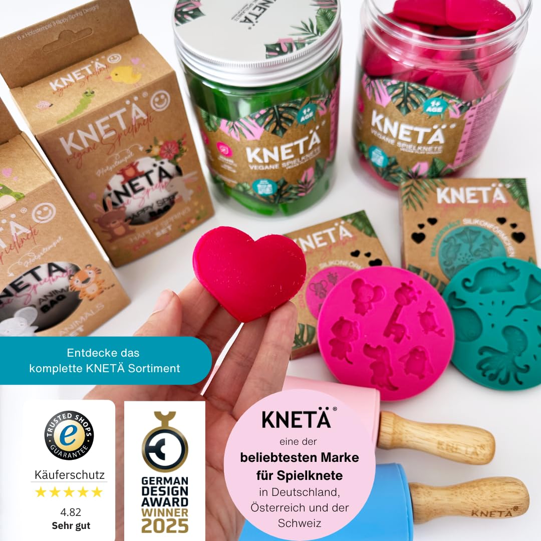 KNETÄ Knete ab 1 Jahr I Party Set I 8x 100g vegane Kinderknete inkl. 2x Bastelkarte Tiermotive I Playdough I Kindergeburtstag