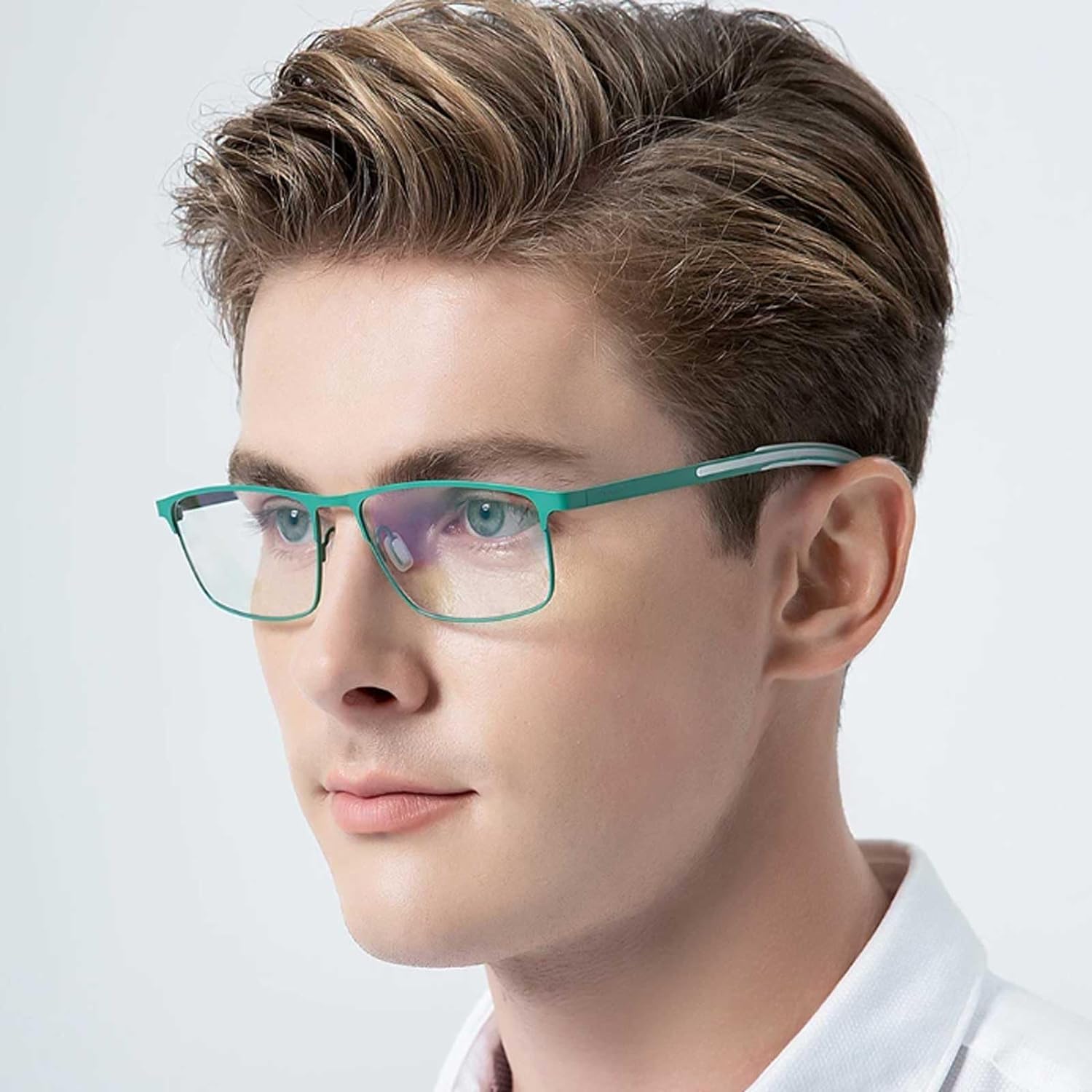 Kwadratowe oprawki do okularów tytanowe męskie oprawki na okulary antypoślizgowe silikonowe oprawki do okularów minimalistyczny design stylowa oprawka do okularów