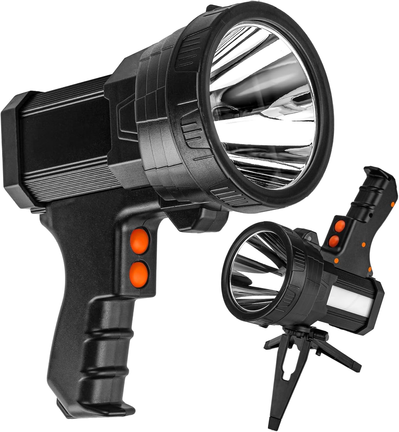 Super Bright Rechargeable Spotlight,Handheld Rechargeable LED Flashlight Ultra-Long Standby Lightweight Tactical Searchlight with USB Output Aluminium Alloy Golden Camping Light (White Light)