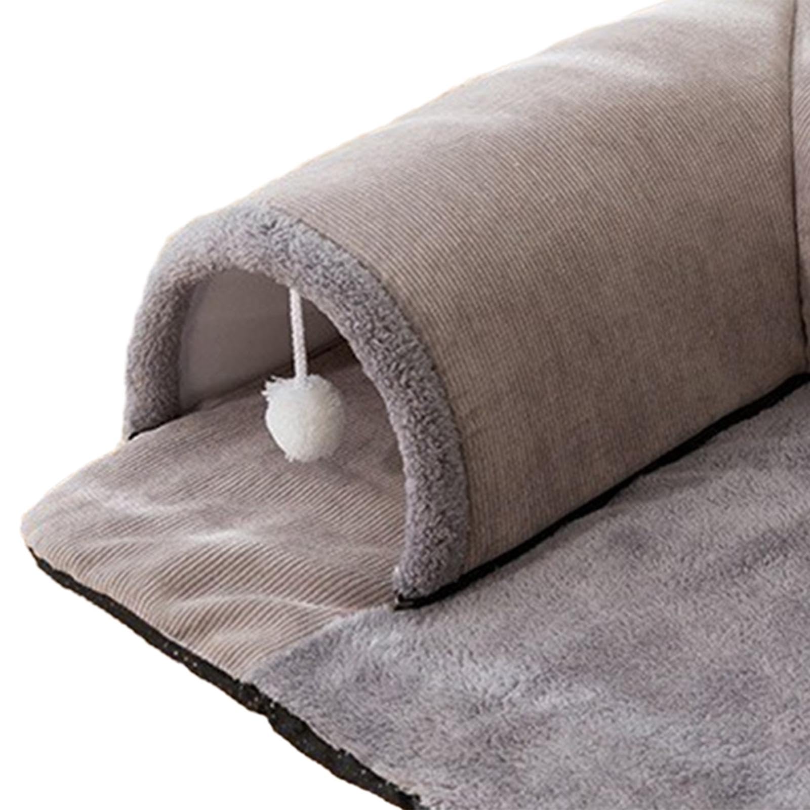 F Fityle Lit Tunnel pour Chat, Centre de Jeu d'Entraînement, Tunnel avec Boules Suspendues Interactives pour Chat, Chaton, Gris