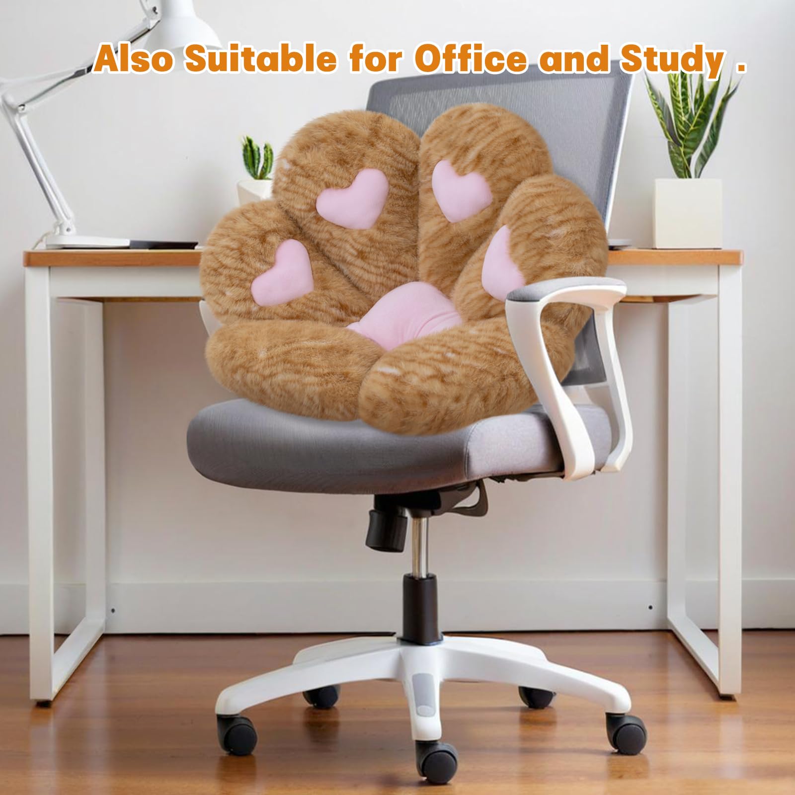 MOONBEEKI Cat Paw Cushion Chair Comfy Kawaii Plush Seat Cushions Shape Lazy Pillow for Gamer Chair 28"x 24" Cozy Floor Cute Seat Kawaii for Girl Worker Gift, Dining Room Bedroom Decorate Black: Creamy Yellow 28 inch