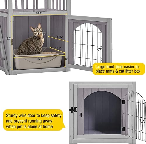 Miniatura 4 de Aivituvin Dog House Feral - Casa para gatos para exteriores e interiores, casas para mascotas con escaleras, 2 pisos