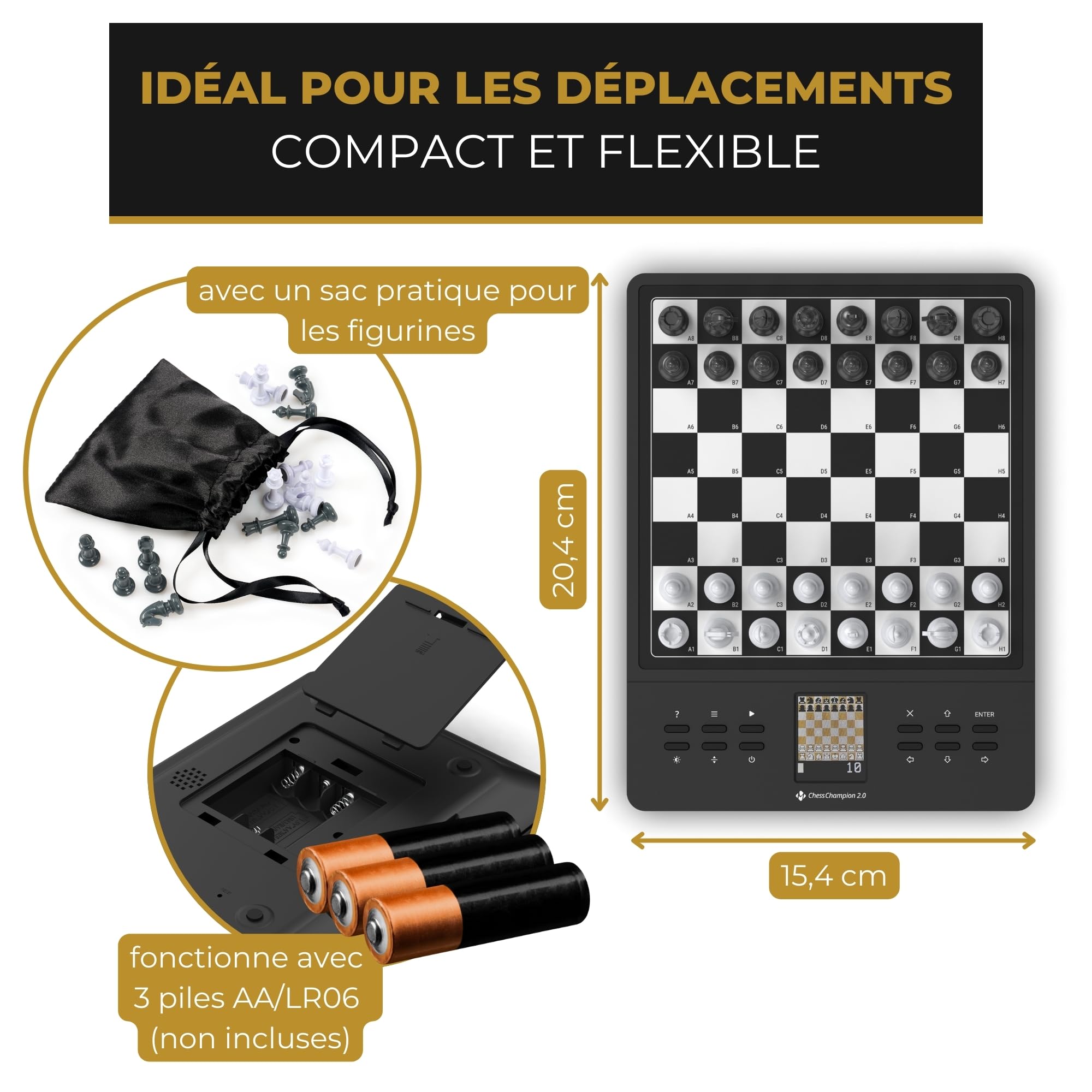 MILLENNIUM M808 ChessChampion 2.0- Ton entraîneur d'échecs Intelligent avec des Conseils, des suggestions de Coups & des Mini-Jeux - Parfait pour Les débutants & Les Enfants