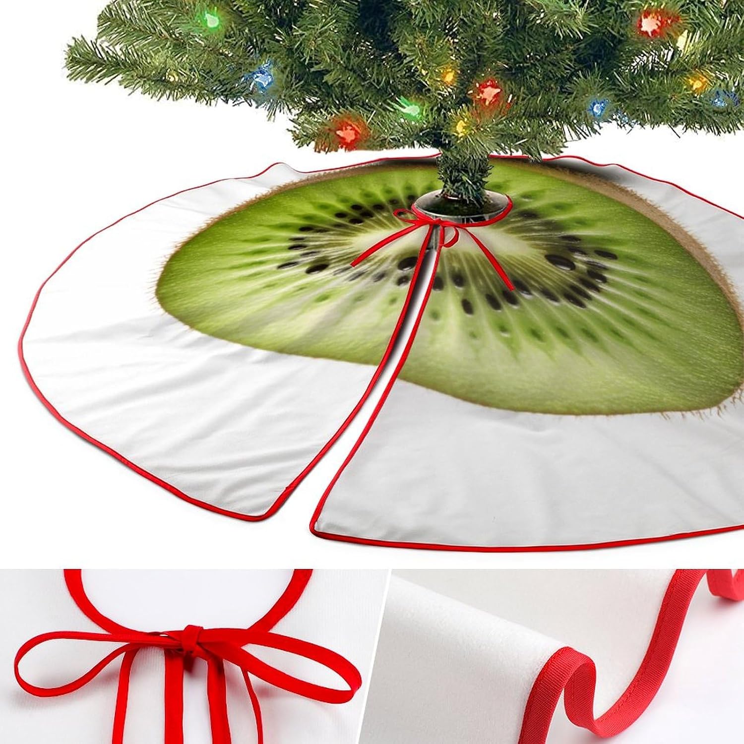 Christmas Tree Skirt Large Tree Skirts Green Kiwi Xmas Tree Skirt Christmas Decoration Christmas Tree Mat for Indoor Outdoor Holiday Party Xmas Tree Decor