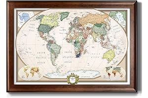 Renditions Gallery Framed Map of the World Wall Art