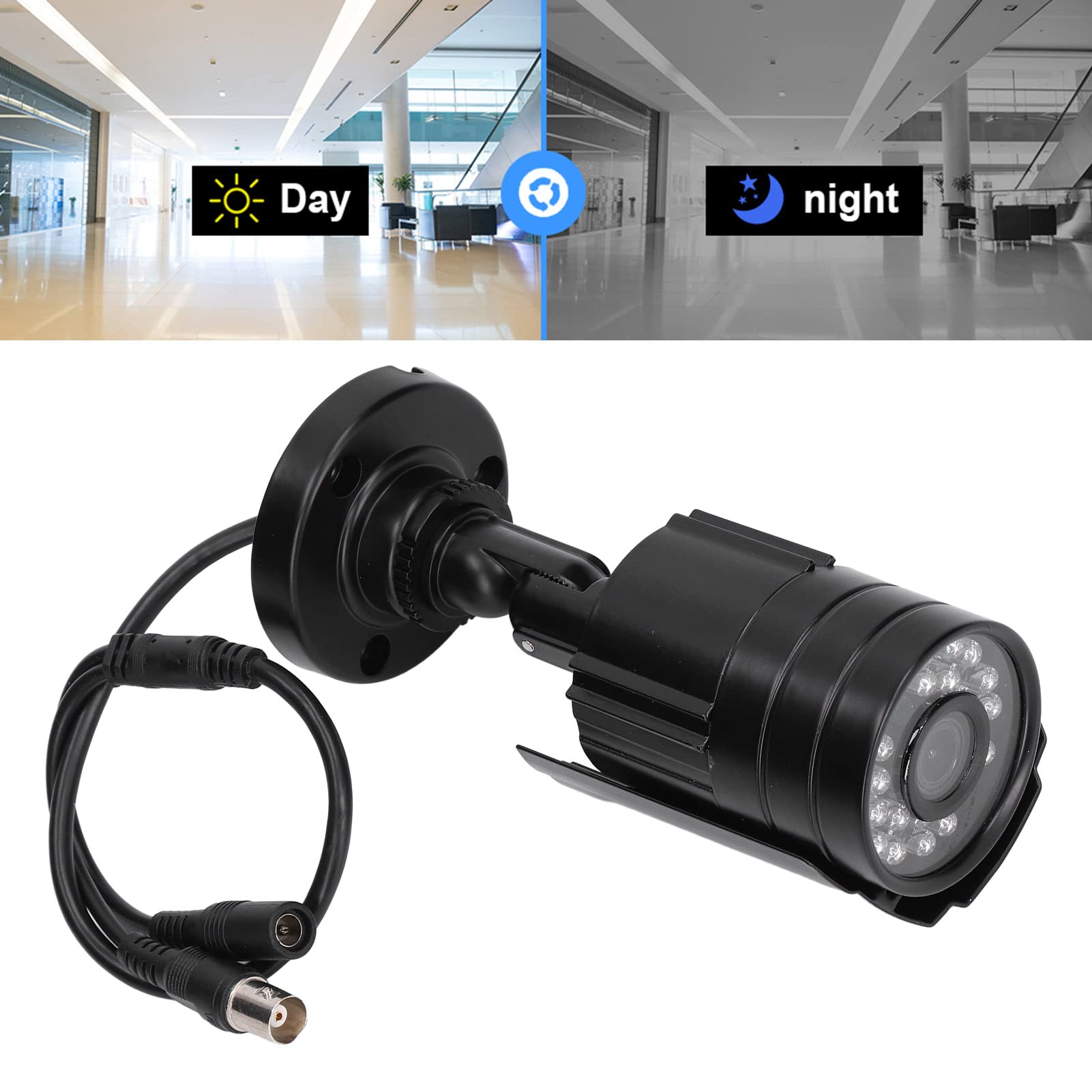 Caméra de sécurité analogique 1080P 4 en 1, 24 LED infrarouges, IP66 – Comprend 1 caméra, 3 vis, 3 tubes d'extension