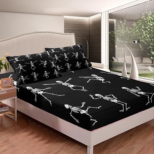 Miniatura 3 de Erosebridal Juego de sábanas de calavera de azúcar, tamaño individual, juego de ropa de cama con huesos de esqueleto para niños, niñas, adolescentes