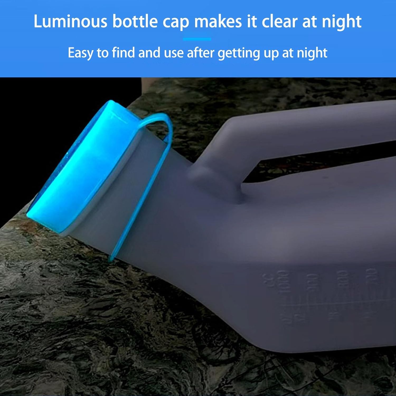 Male Urinal，Bed Pan Mens Urinal Bottle Spill Proof for Seniors with Luminous Lid Portable Urinals for Male Nighttime Use, Pee Bottle 1000ml Pee Container Men, for Camping Travel Pee Jug(Green)